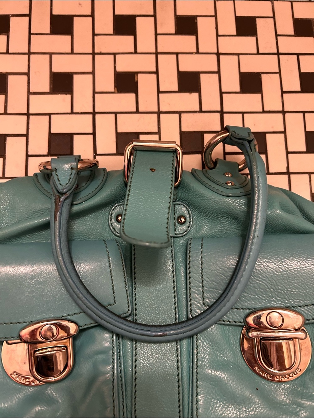 Marc Jacobs made in Italy turquoise Leather Tote Satchel - Picture 4 of 16